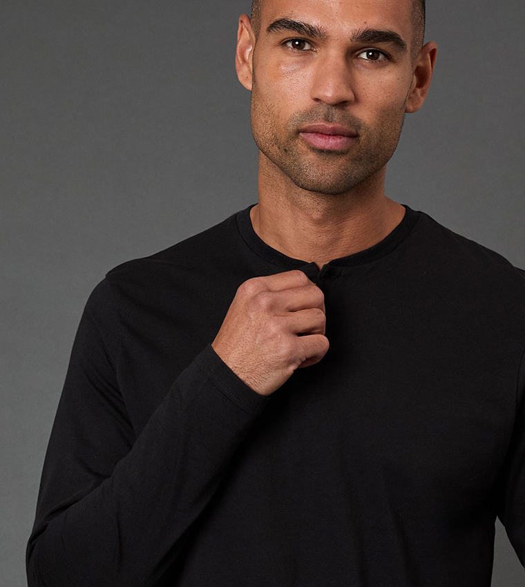 Long Sleeves Henley Neck T-Shirt