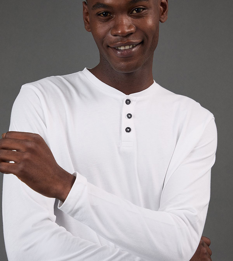 Long Sleeves Henley Neck T-Shirt