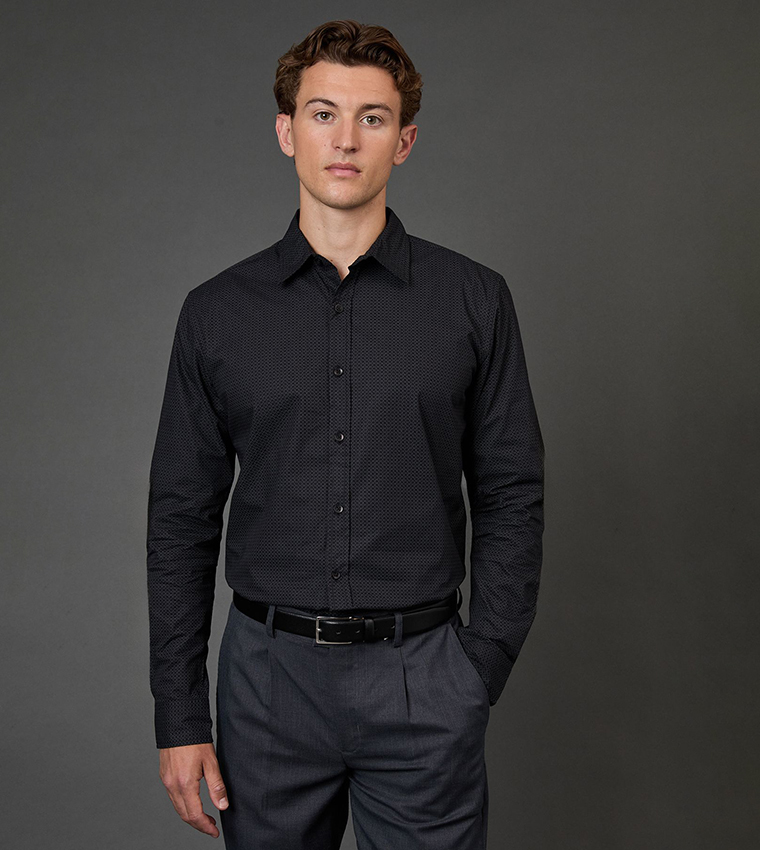 Geometric Print Long Sleeves Shirt