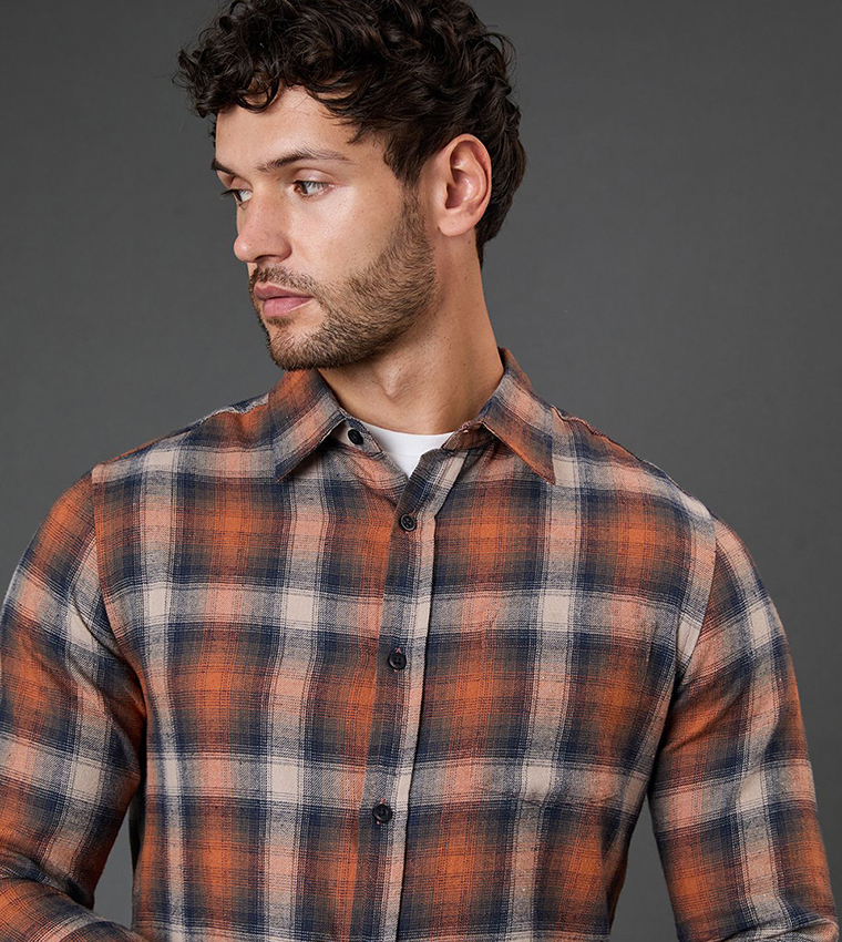 Brushed Plaid Long Sleeves Shirt