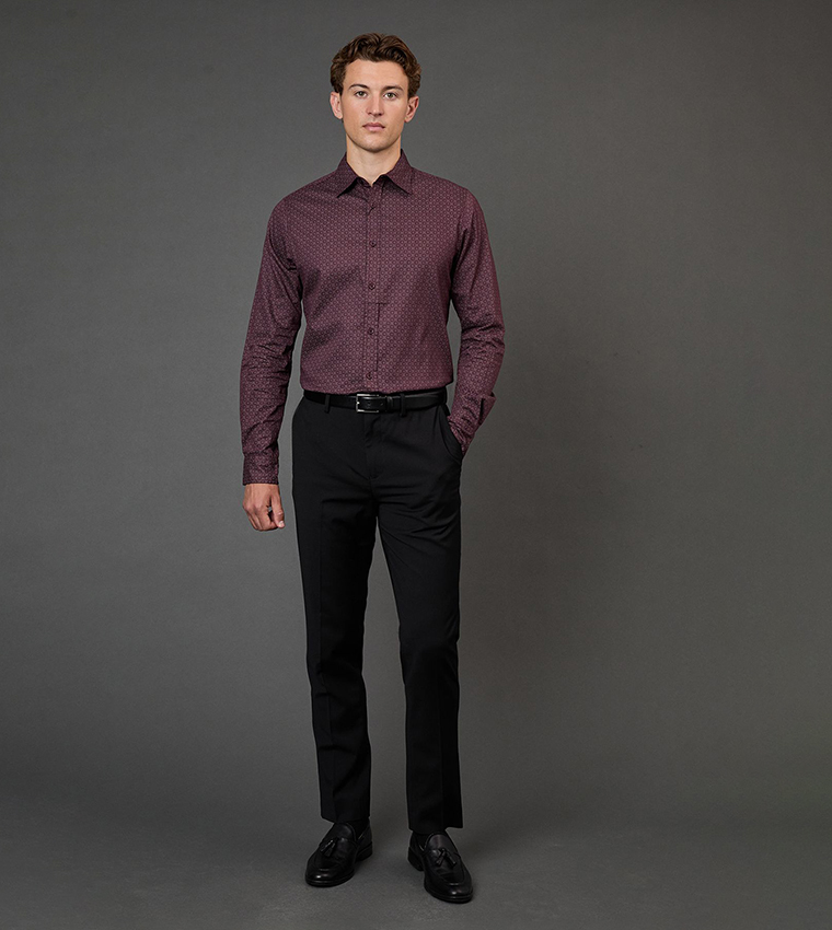 Patterned Slim Fit Long Sleeves Shirt