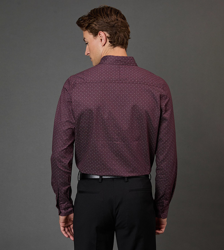 Patterned Slim Fit Long Sleeves Shirt