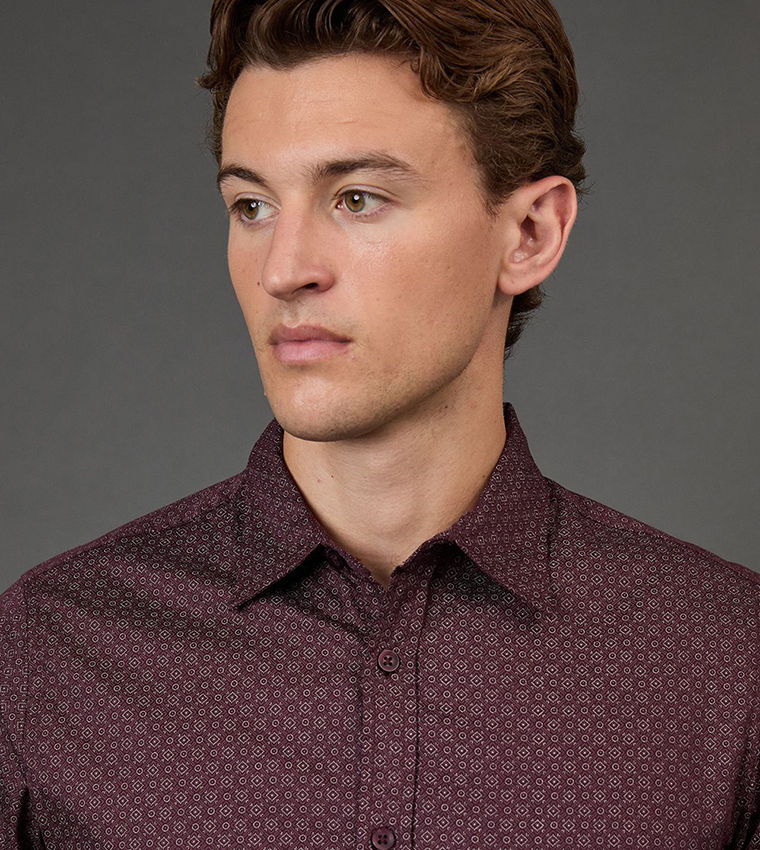 Patterned Slim Fit Long Sleeves Shirt