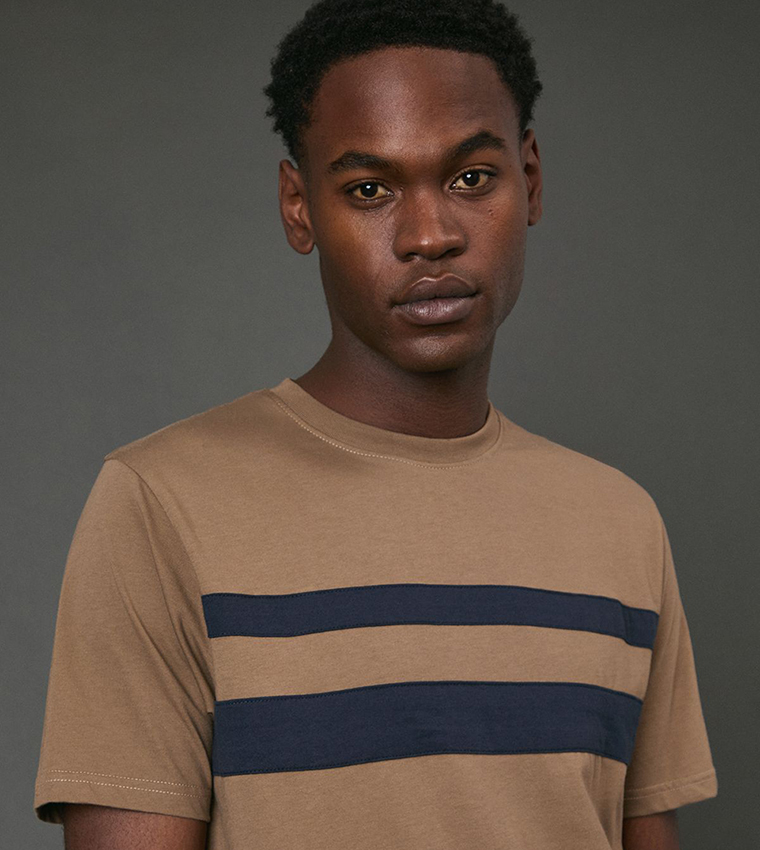 Stripe Detail Crew Neck T-Shirt
