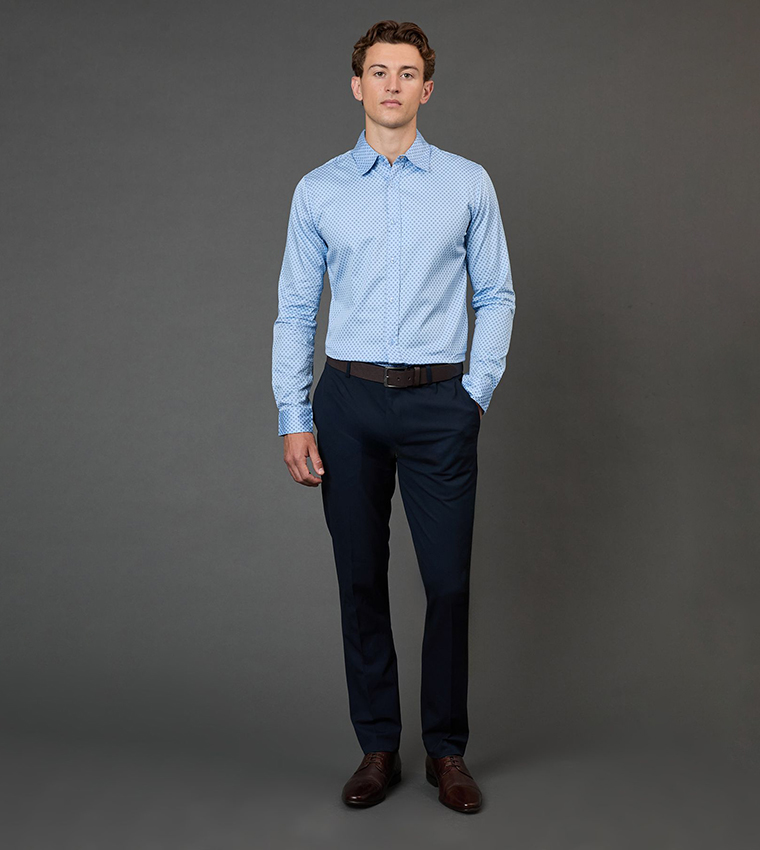 Geometric Print Slim Fit Long Sleeves Shirt