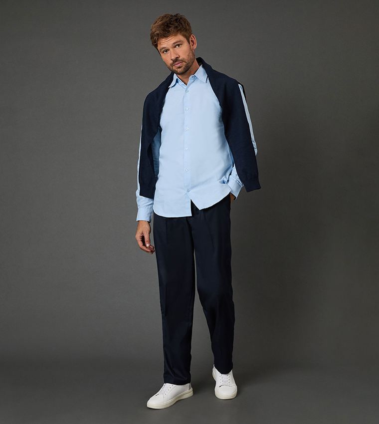 Solid Long Sleeves Oxford Shirt