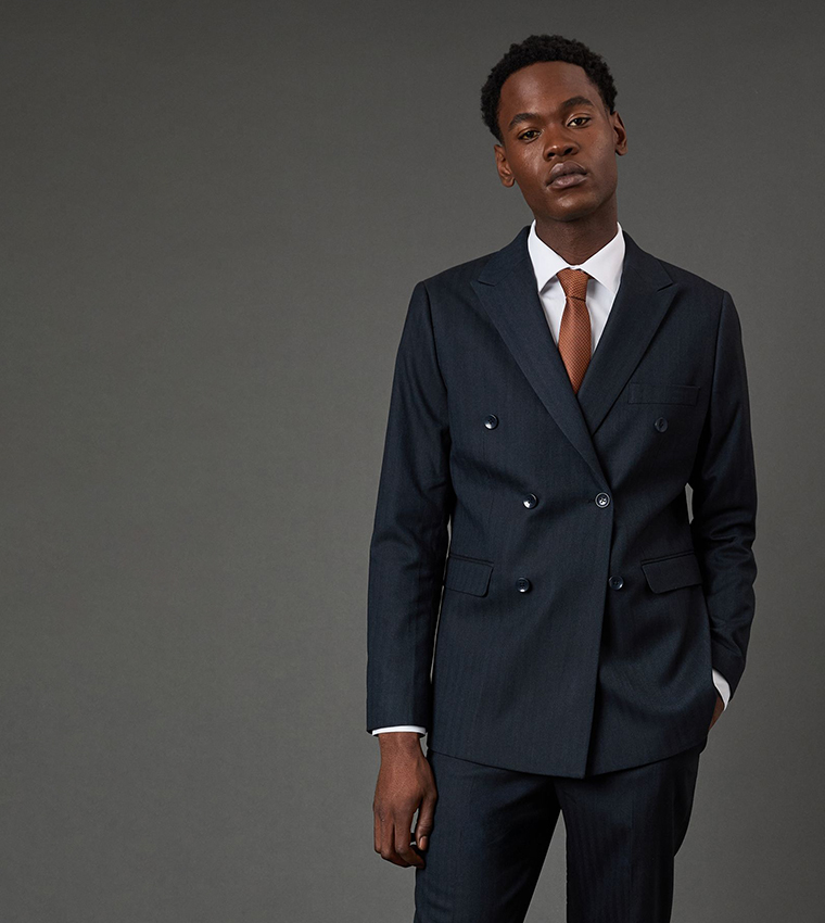 Herringbone Double Breasted Blazer