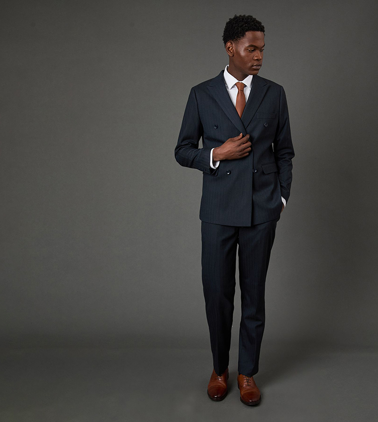 Herringbone Double Breasted Blazer