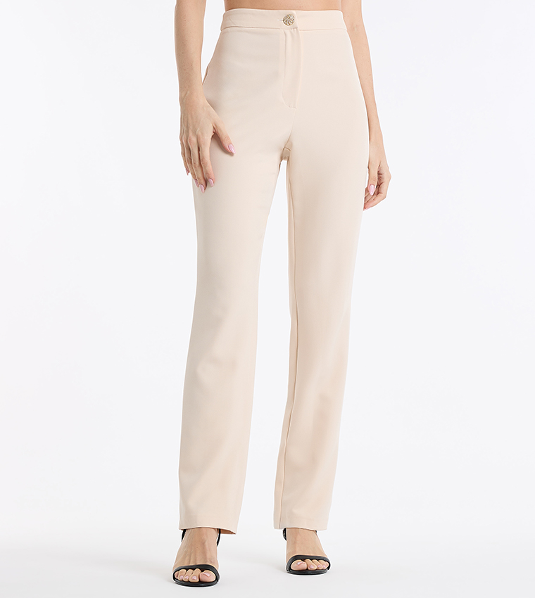 High Waisted Tapered Smart Trousers