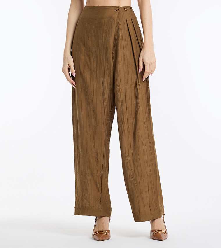  Textured Pleated Trousers