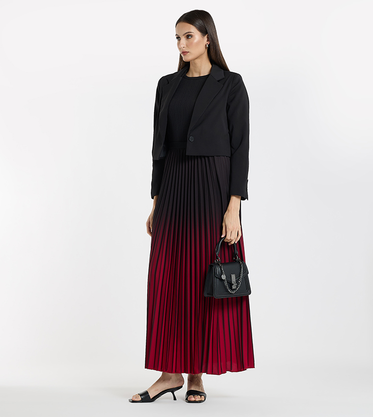 Ombre Pleated Maxi Skirt