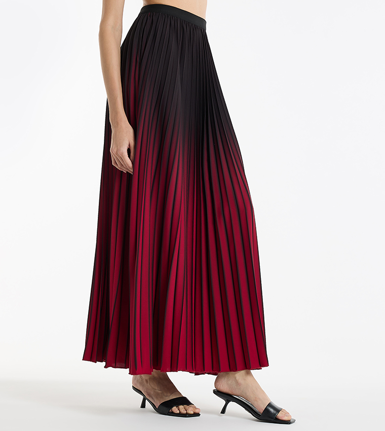Ombre Pleated Maxi Skirt