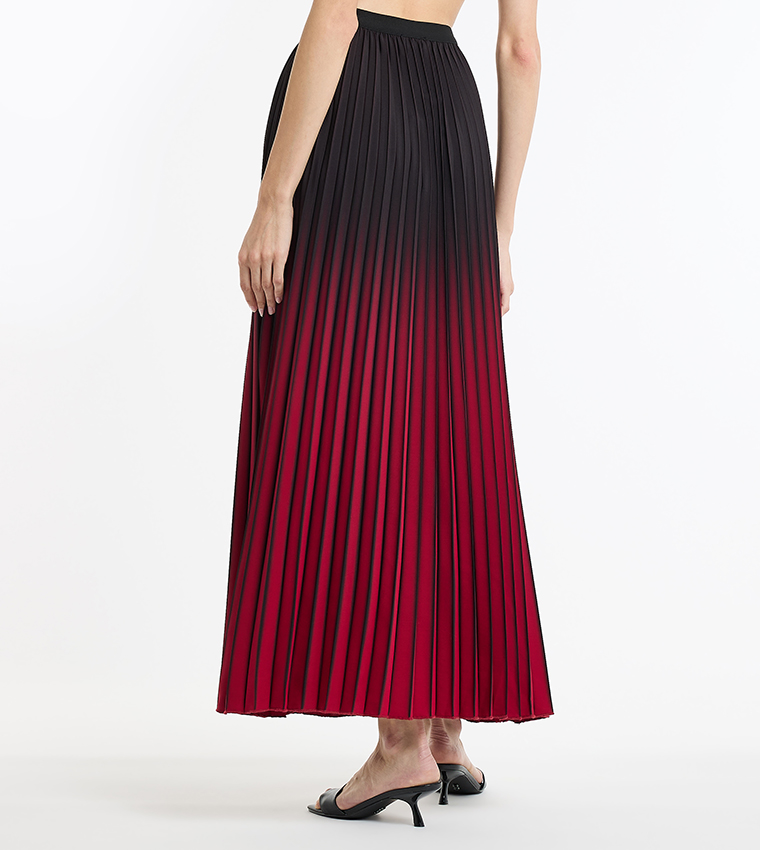 Ombre Pleated Maxi Skirt