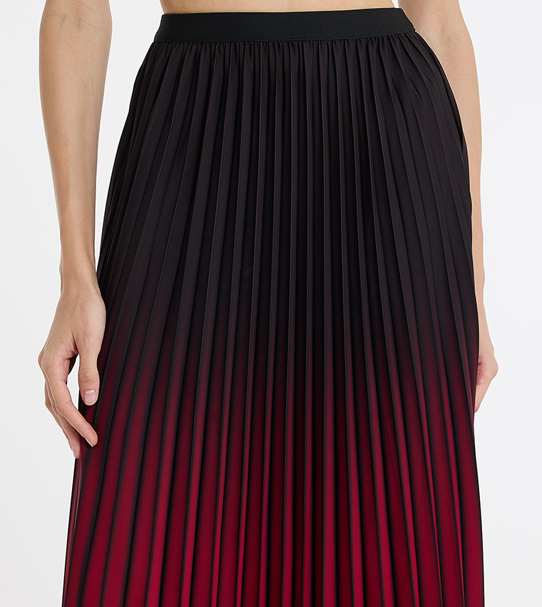 Ombre Pleated Maxi Skirt