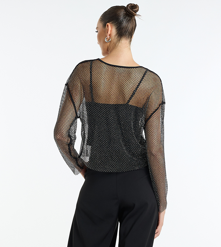 Mesh Studded Crop Top