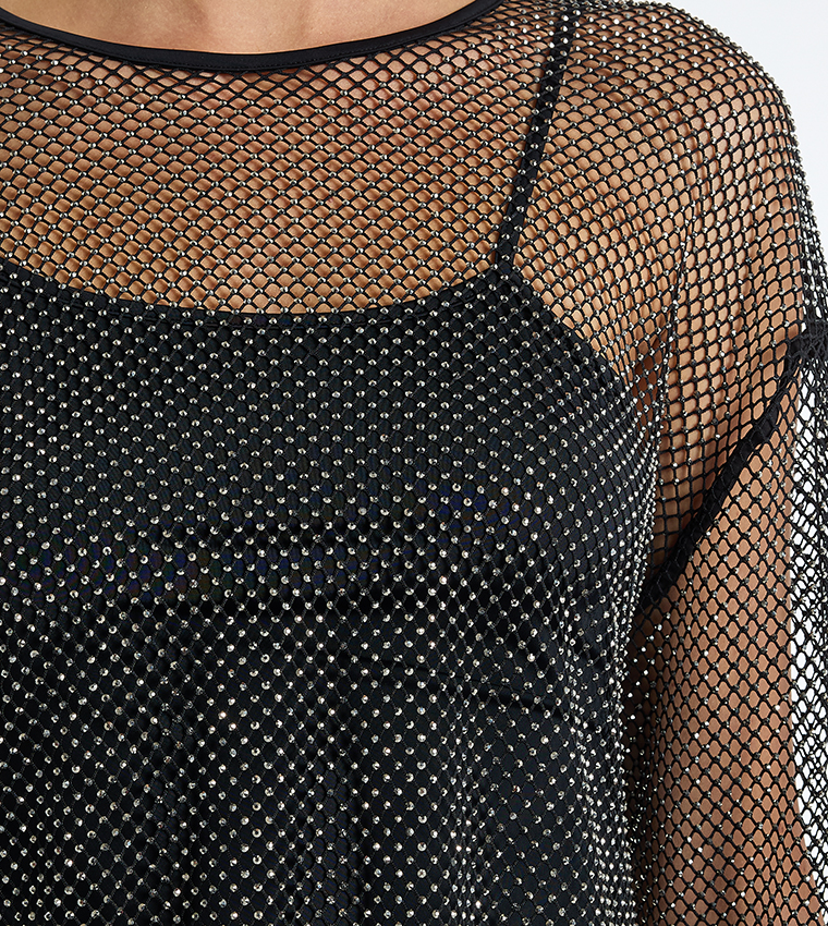 Mesh Studded Crop Top