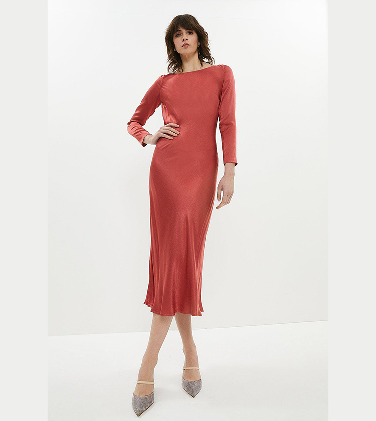 rust slip dress midi Chloe Rust