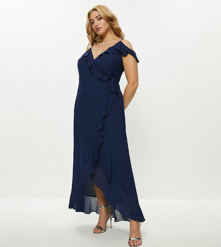 Buy Coast Cold Shoulder Wrap Front Dress In Navy 6thStreet Bahrain