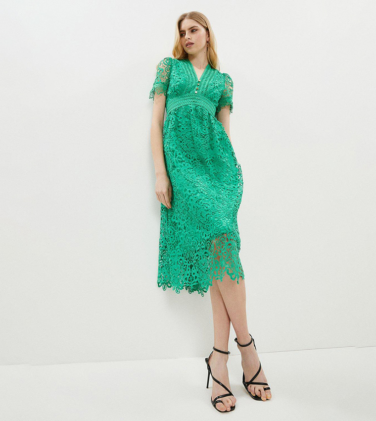 Buy Coast Lace V Neck Full Skirt Midi Dress In Green 6thStreet Qatar