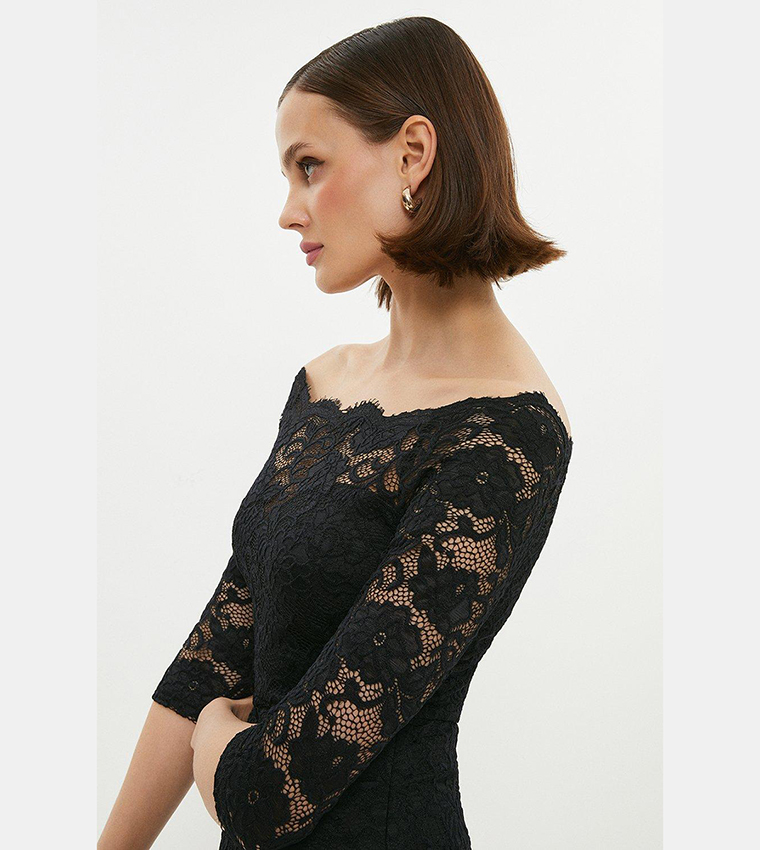 Buy Coast Bardot Lace Midi Dress In Black 6thstreet Kuwait