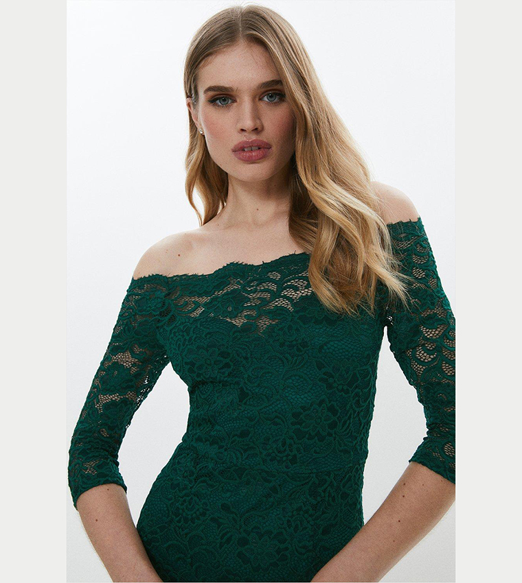 Bardot lace sheath dress forest hotsell