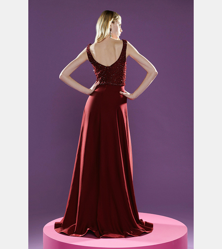 coast beaded satin maxi dress Coast Is Clear Maxi Dress main image 1