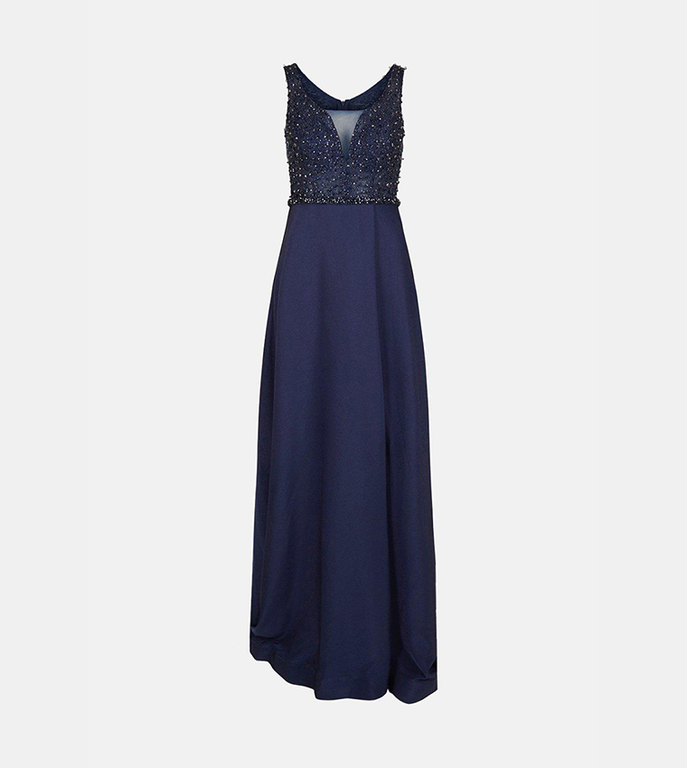 coast navy maxi dress Coast Women's High Neck Crepe Maxi Dress
