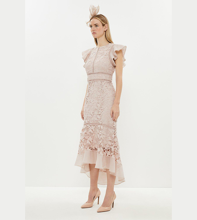 Buy Coast Organza Hem And Sleeves Lace Dress In Blush 6thStreet Bahrain