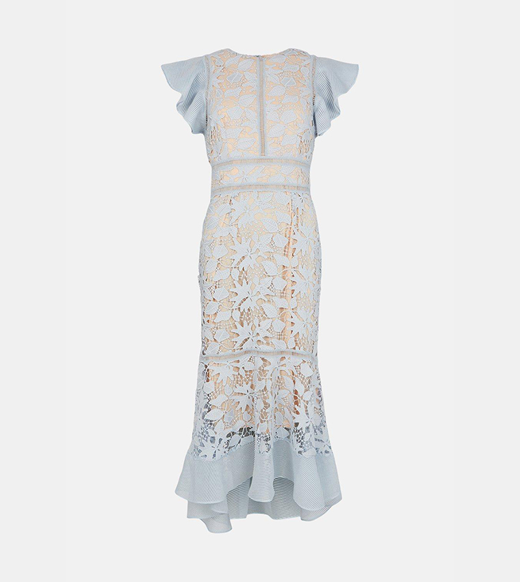 Buy Coast Organza Hem And Sleeves Lace Dress In Blue | 6thstreet Bahrain Buy Coast Organza Hem And Sleeves Lace Dress In Blue | 6thstreet Bahrain