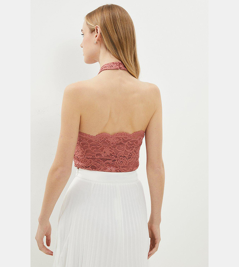 Bodysuit Melrose And Market – Rose, Dentelle, Laçage, Taille M – Neuf Avec étiquettes