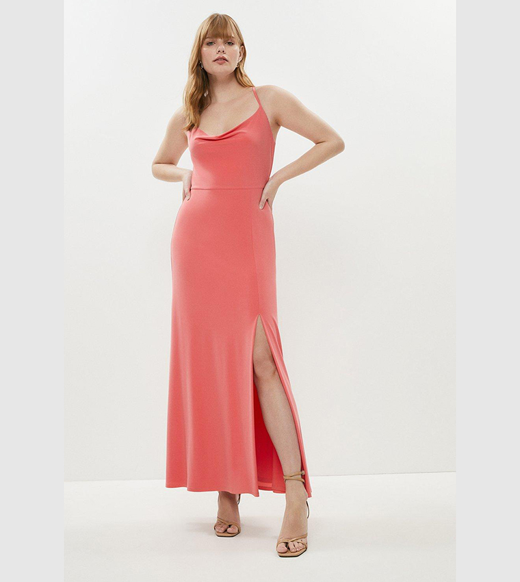 Buy Coast Strappy Cowl Neck Fishtail Maxi Dress In Coral