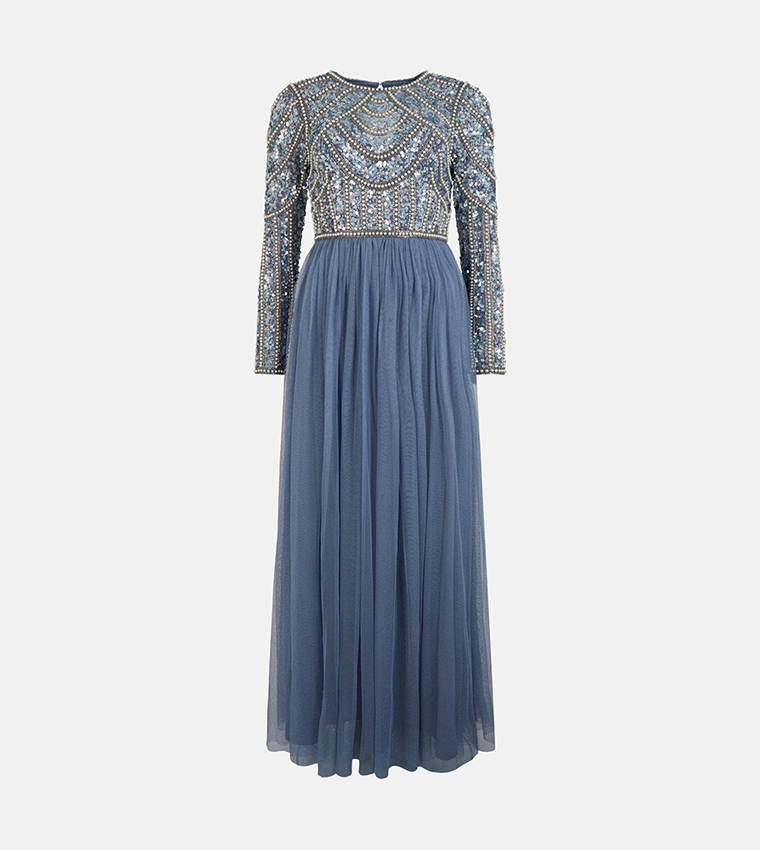 Pearl Embellished Bodice Bridesmaids Tulle Skirt Dress