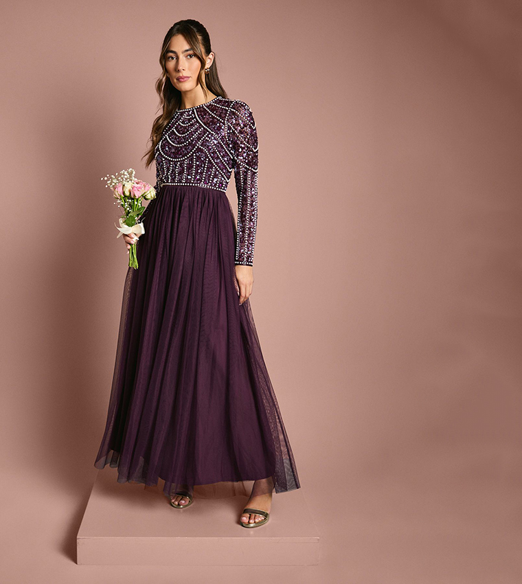 princess polly baby blue dress Buy Coast Coast Honoured Sequined Bodice Maxi Bridesmaid Dress In Purple