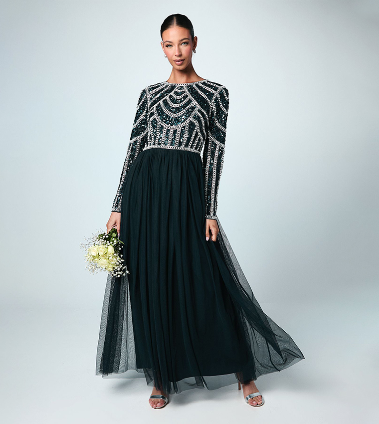 Sequined Coast Honoured Bodice Tulle Bridesmaid Maxi Dress