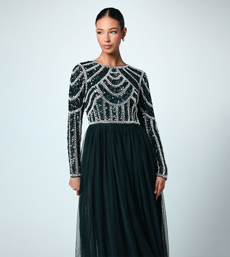 Sequined Coast Honoured Bodice Tulle Bridesmaid Maxi Dress