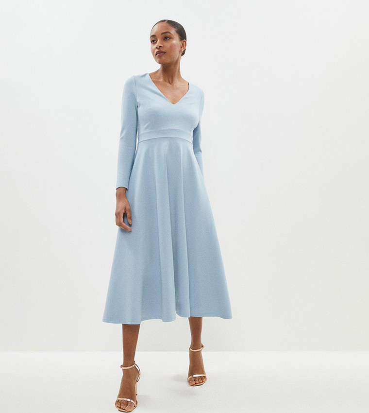 Buy Coast V Neck Full Skirt Midi Dress In Blue | 6thstreet Oman