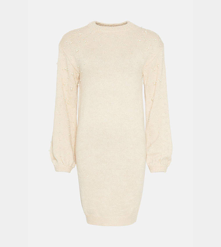 Buy Coast Pearl Detail Fluffy Jumper Dress In Ivory | 6thStreet Kuwait Buy Coast Pearl Detail Fluffy Jumper Dress In Ivory | 6thStreet Kuwait