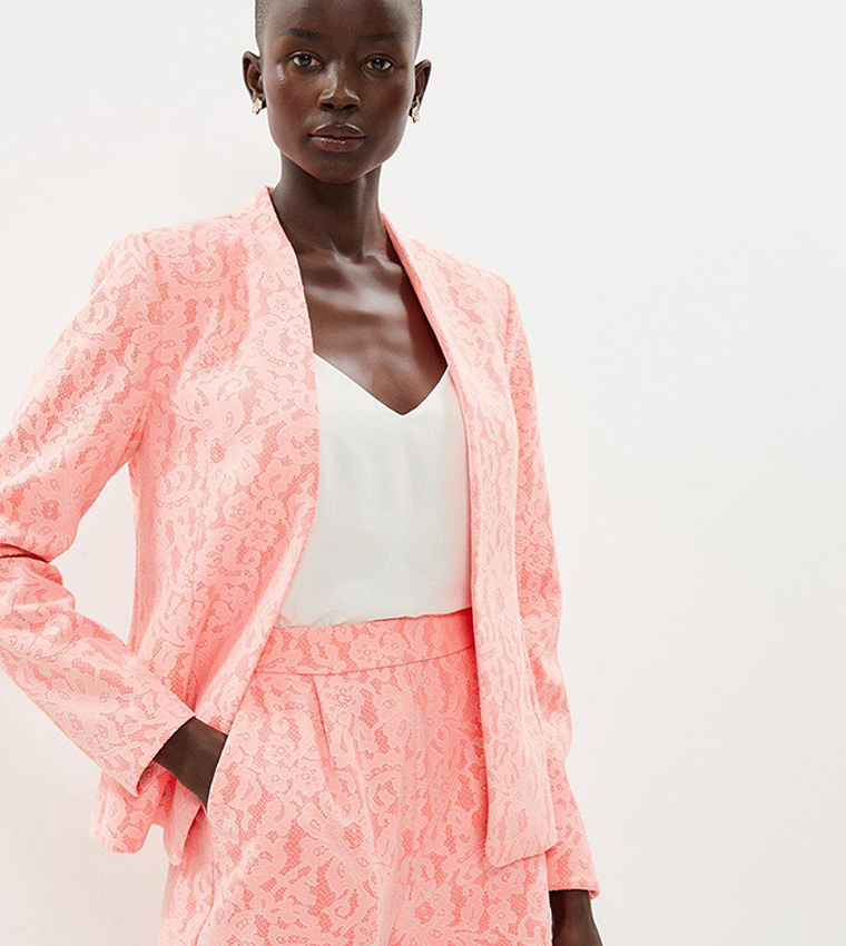 Buy Coast Bonded Lace Detail Padded Shoulder Blazer In Coral 6thStreet Bahrain