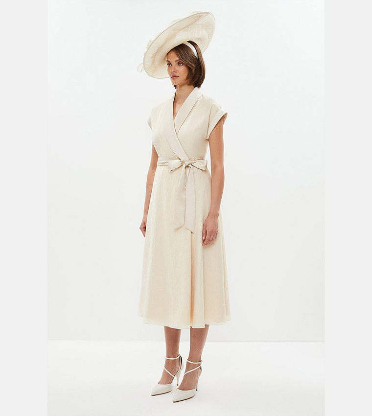 Buy Coast Premium Organza Tuxe Wrap Midi Dress In Champagne 6thstreet