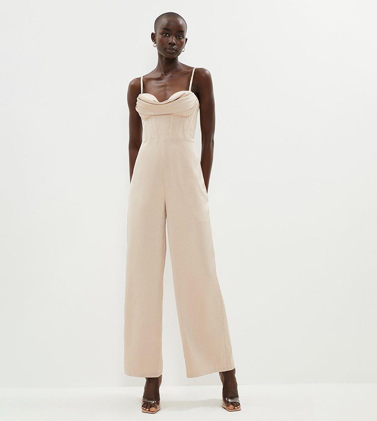 Buy Coast Cowl Detail Satin Jumpsuit With Corset In Mink 6thStreet Kuwait