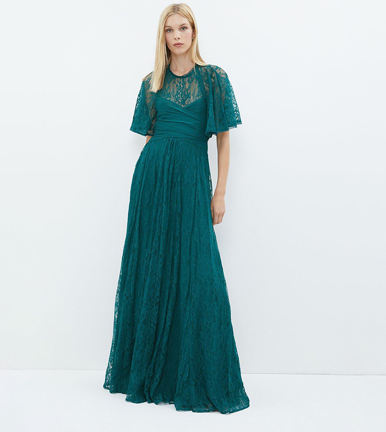 Buy Coast Lace Skirt Crinkle Chiffon Maxi Dress In Forest 6thStreet Oman