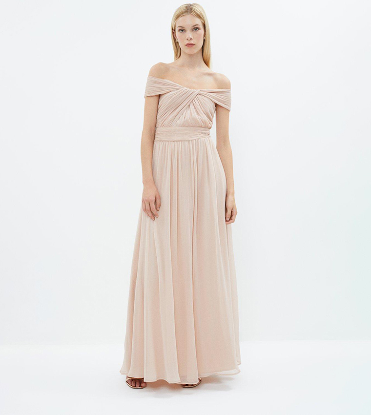 Buy Coast Twist Bardot Crinkle Chiffon Maxi Dress In Blush | 6thstreet  Saudi Arabia