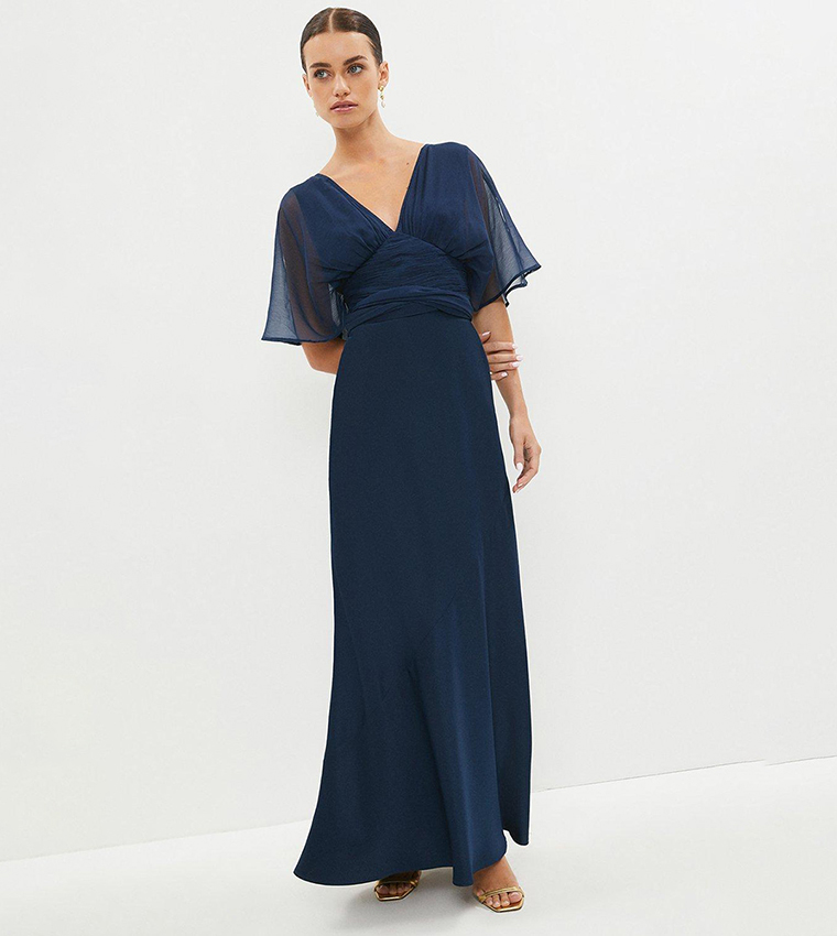 Chiffon angel sleeve deals maxi dress