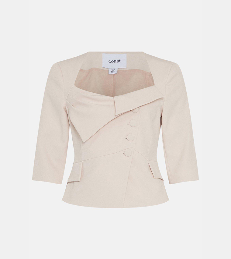 Buy Coast Premium Asymmetric Tab Detail Cropped Jacket In Blush 6thStreet Kuwait