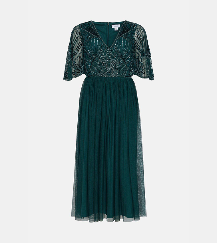 Buy Coast Embellished Bodice Angel Sleeves Midi Dress In Forest 6thStreet Bahrain