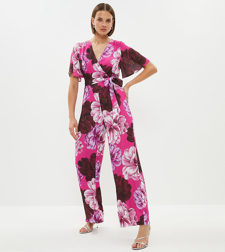 Buy Coast Wrap Top Wide Leg Jumpsuit In Magenta 6thStreet Qatar