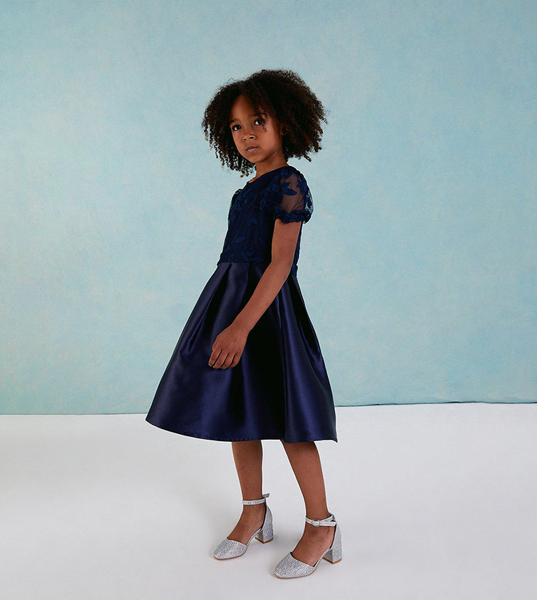 Buy Coast Girls Embroidered Top Twill Skirt Dress In Navy