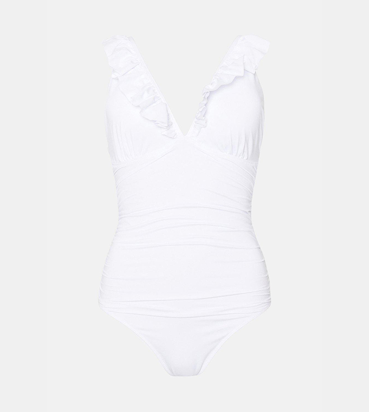 LISETTE'S RUFFLE SLEEVES LACE RUCHED SWIMSUIT main image 1