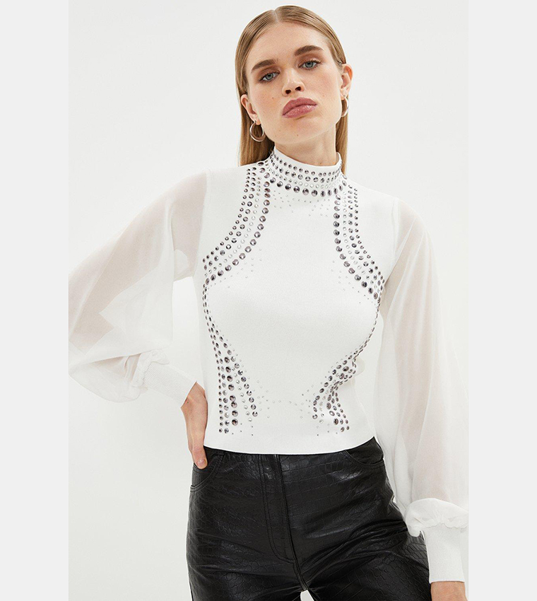 Buy Coast Hot Fix Stud Jumper In Ivory 6thStreet UAE