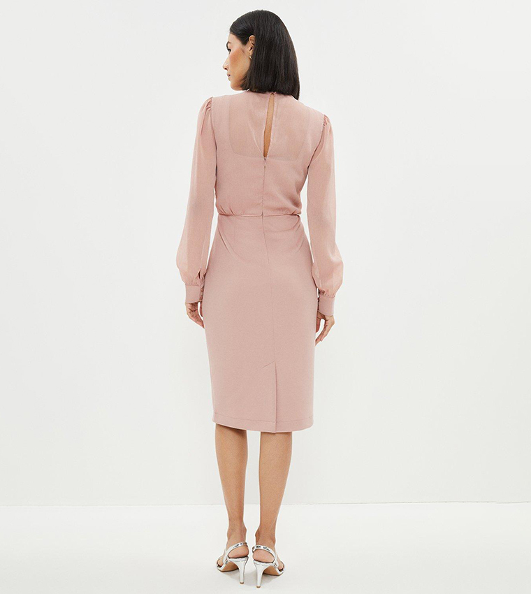 Buy Coast Woven Top Scuba Skirt Pencil Dress In Pink 6thStreet Kuwait